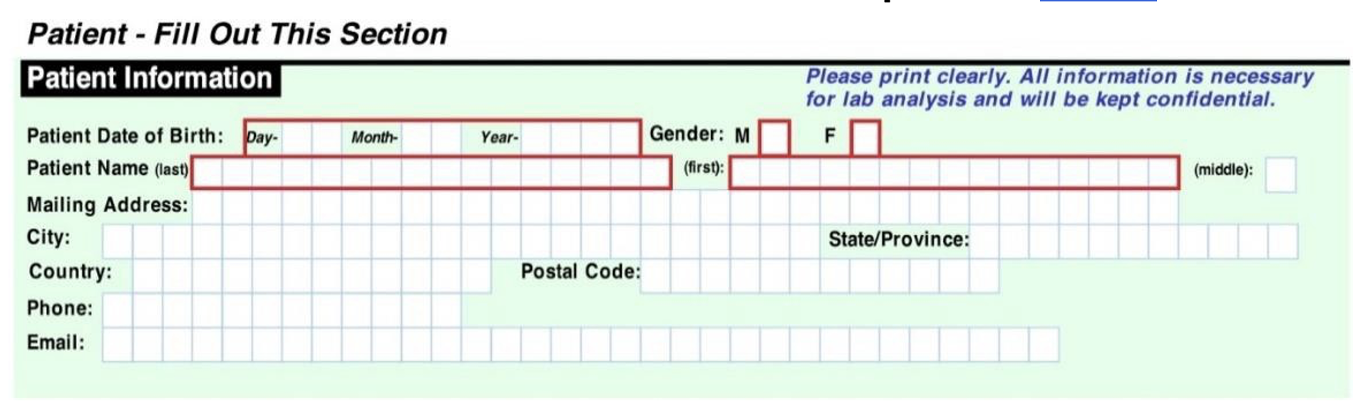 Requisition Form Patient Information